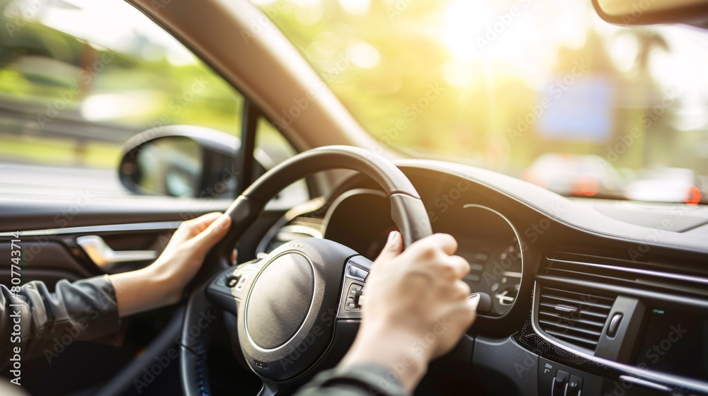 Grip the wheel of a vehicle while driving. Grip the wheel of a vehicle while driving.