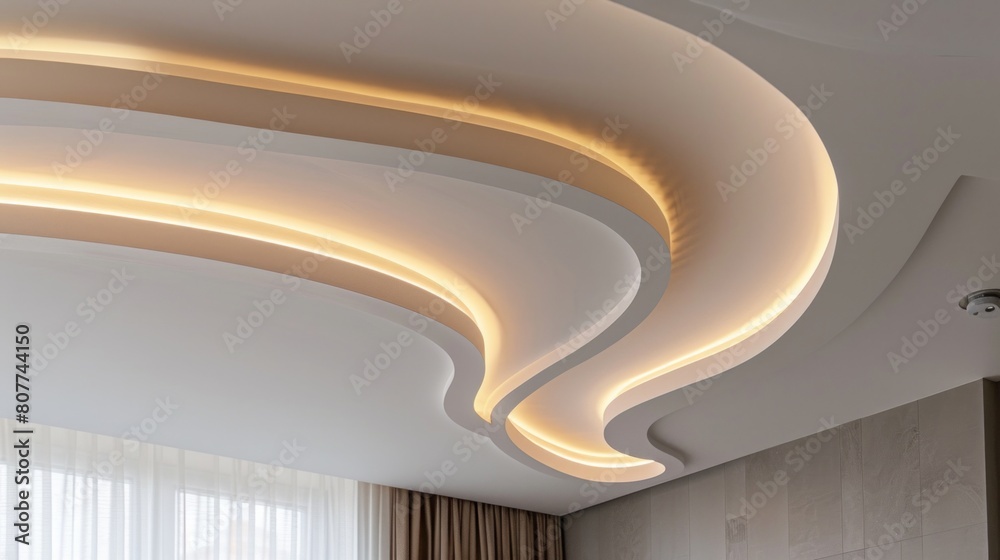 Foto de suspended ceiling with halogen led lamps and drywall ...
