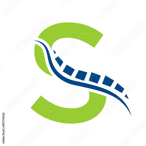Letter S Backbone Logo Concept For Healthcare Symbol. Back Pain Sign