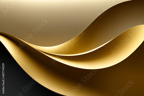 Abstract gold wave background with liquid and shapes on fluid gradient with gradient and light effects. Shiny color effects.