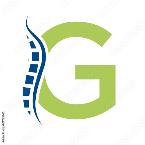 Letter G Backbone Logo Concept For Healthcare Symbol. Back Pain Sign
