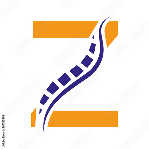Letter Z Backbone Logo Concept For Healthcare Symbol. Back Pain Sign