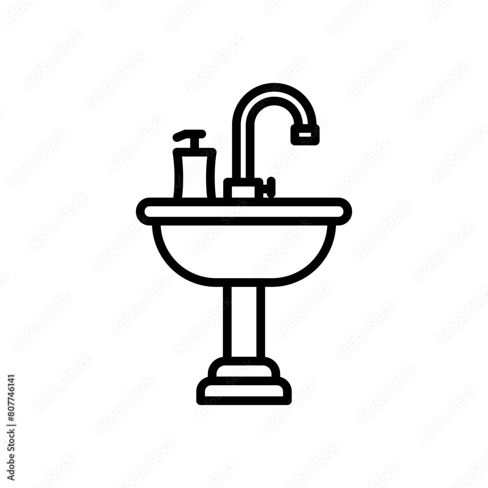 sink line icon, isolated background sink line icon, isolated background