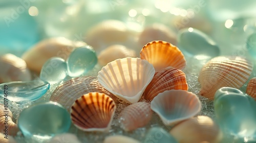 Shells and sea glass, on the beach, sunshine and waves, shell seeking, tidal treasures © Rebecca J
