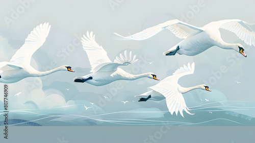 with flying swans