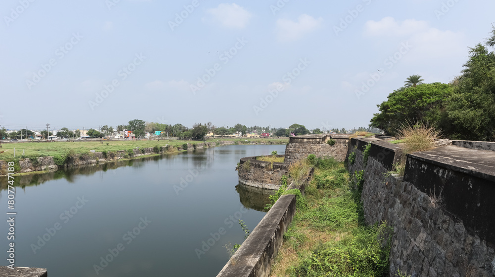 The Ruin Fortress of Vellore Fort, it was the Capital of Aravidu Dynasty of the Vijaynagara Empire in 16th Century, Vellore, Tamilnadu, India.