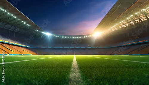 A football field with a bright light shining on it