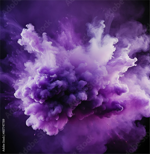 Purple smoke isolated on purple background. Realistic purple smoke 