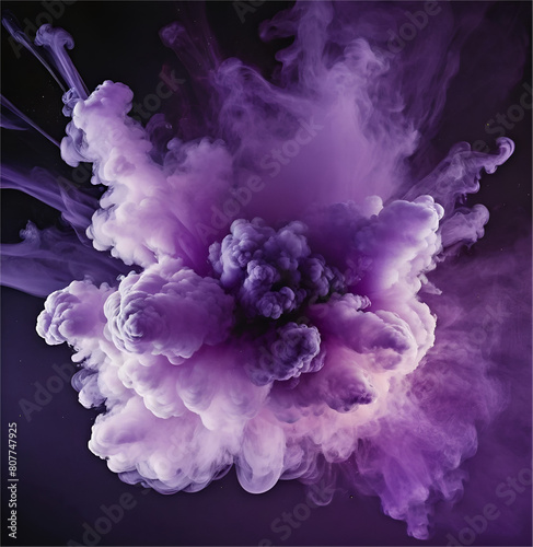 Purple smoke isolated on purple background. Realistic purple smoke 