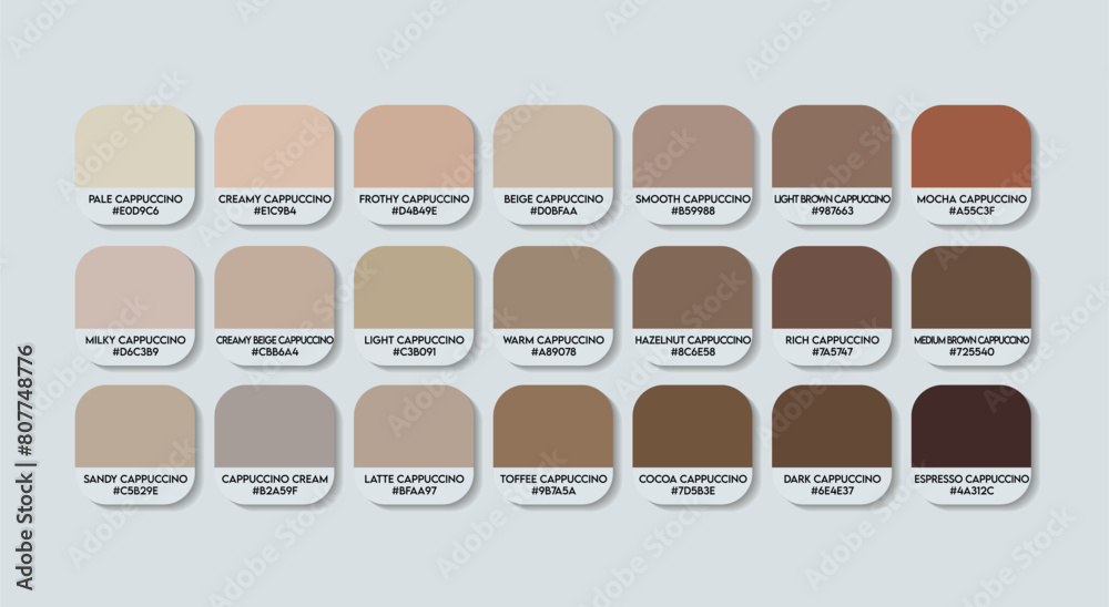 cappuccino colors with hex code. cappuccino Color Guide Palette with ...