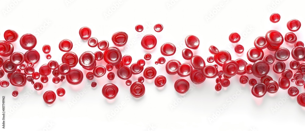 Red Blood Cell Movement on White Background, Hematology Scientific Concept