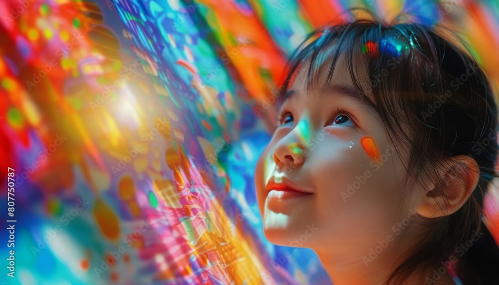 Woman Holding Colorful Umbrella Against Vibrant Background Woman Holding Colorful Umbrella Against Vibrant Background
