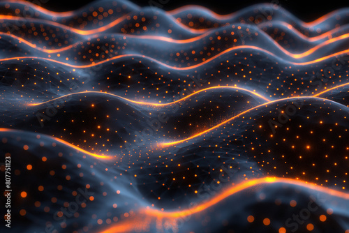 The image is a computer generated image of a wave with orange and black colors