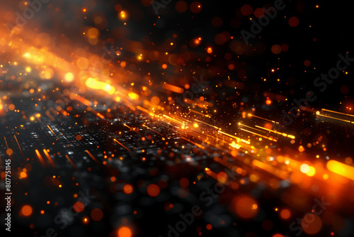 A black and orange background with a bright orange line