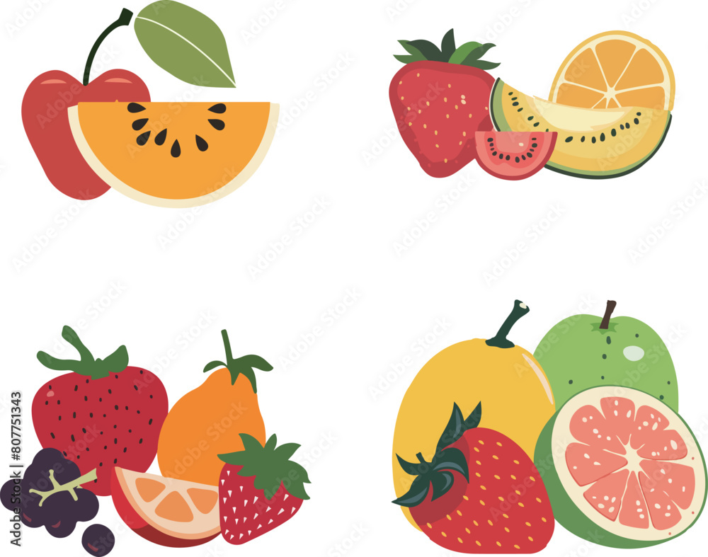 Colorful Fruit Collection Illustration Colorful Fruit Collection Illustration
