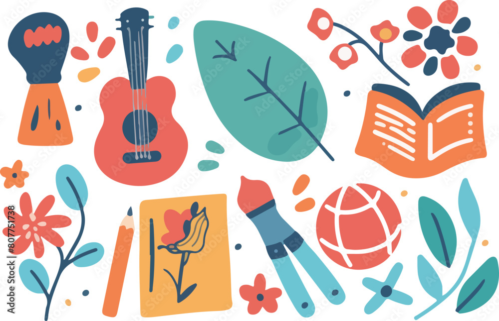 Obraz premium Vibrant School and Leisure Activities Illustration