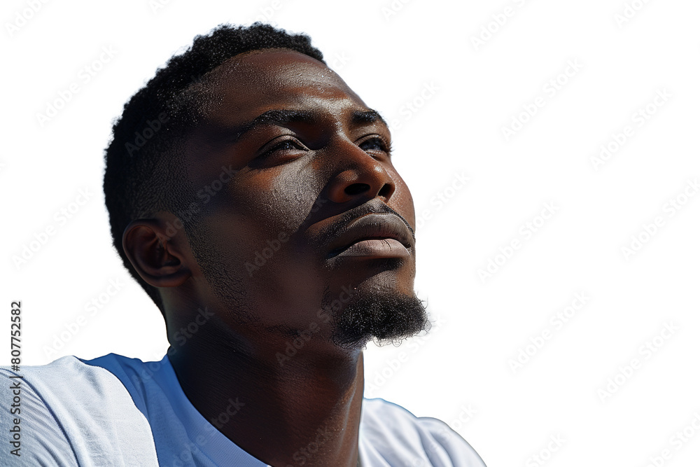 Focused athlete contemplating at a workout park Focused athlete contemplating at a workout park