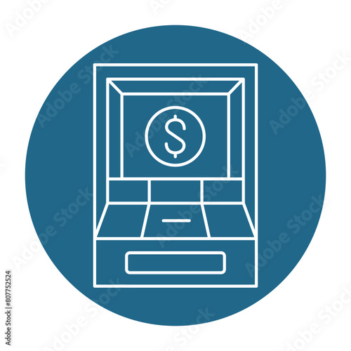 ATM machine black line icon.