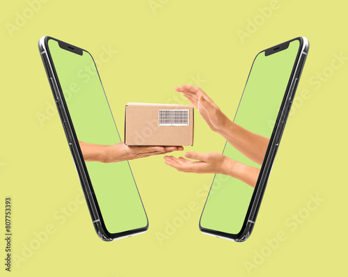 Modern smartphone on white ...