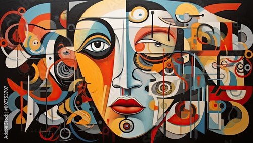 Abstract Fusion  Captivating Portrait with Fragmented and Overlapping Geometric Patterns