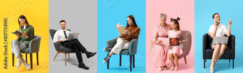 Set of people sitting in co...