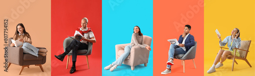 Collage of young people sit...
