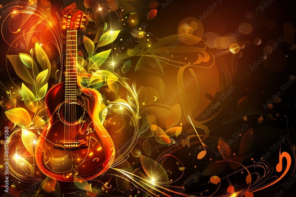 Obraz premium Guitar With Floral Design