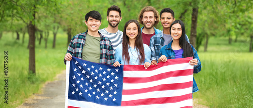 Group of students with USA ...