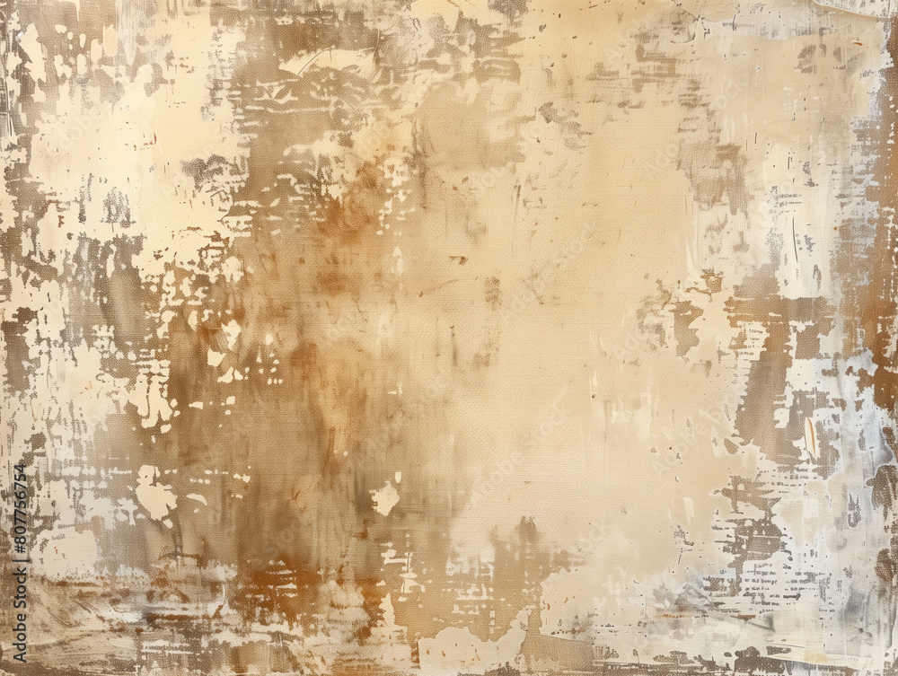 Fototapeta premium Cream tan canvas exudes vintage charm, enhanced with warm stains and pigments for a cozy aesthetic.