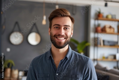 Photo Man. Head Shot Portrait of Confident Young Businessman Posed for Profile Picture