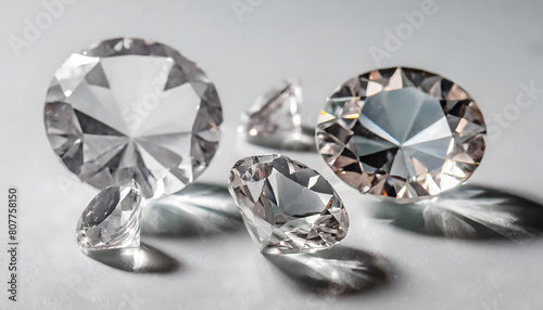 Trio of Diverse Colored Diamonds Sparkling Together. Generative AI