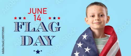 Little boy with USA flag on...