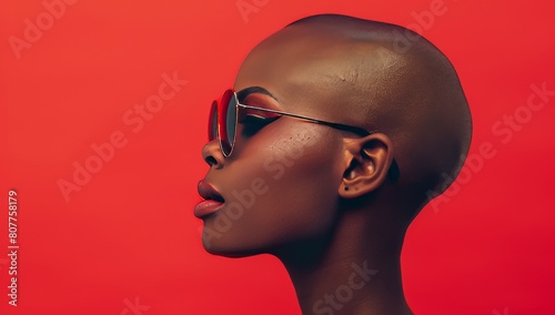 High fashion studio portrait of a young African American woman, beautiful makeup, luxurious style.