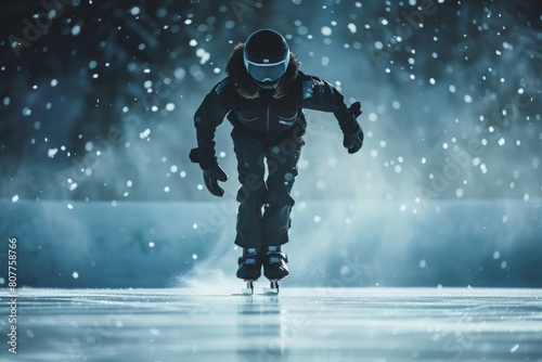 Ice skater in pilot uniform