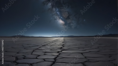 A barren asphalt surface and a night sky