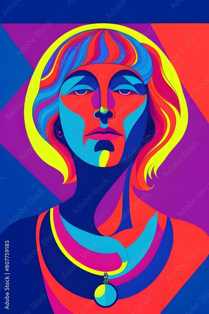 a psychedelic rock and roll music gig poster from the 1970s featuring a strange man with serious look on his face