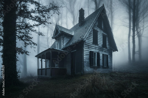 haunted house in the woods photo