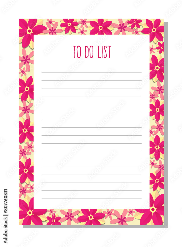 Planner, to do list, organizer with flowers, leaves, bouquet. Planner, to do list, organizer with flowers, leaves, bouquet.