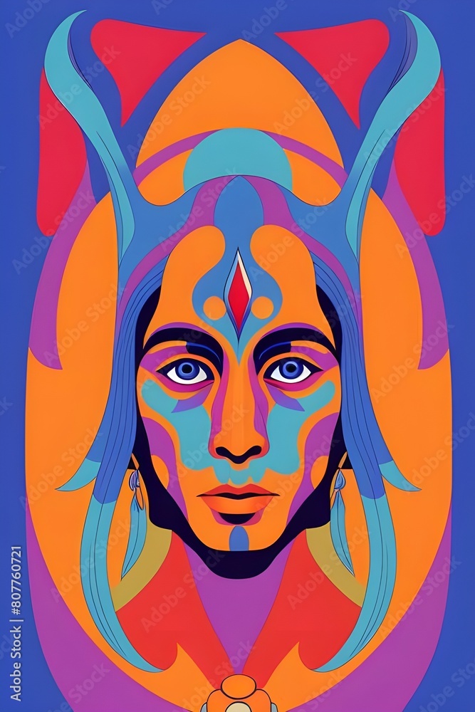 a psychedelic rock and roll music gig poster from the 1970s featuring a strange man with serious look on his face a psychedelic rock and roll music gig poster from the 1970s featuring a strange man with serious look on his face