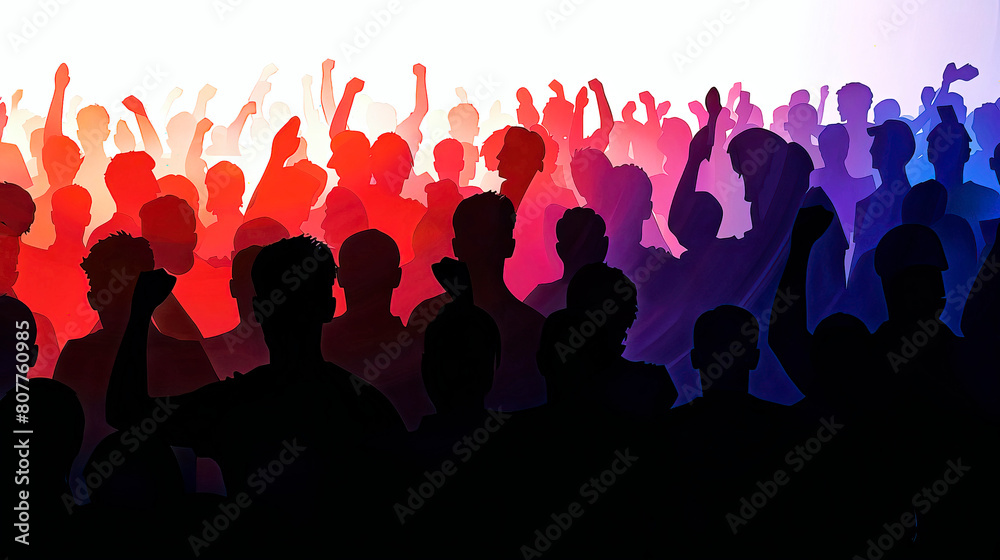 Silhouettes of crowded concert audience