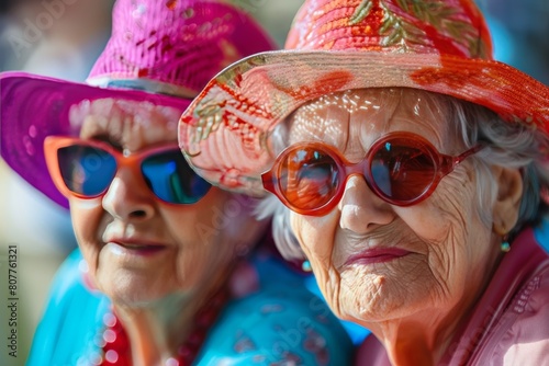 portrait of two fashionable old ladies photo