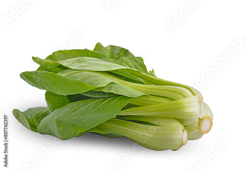 fresh mustard greens isolated on white background
