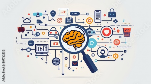 Wallpaper Mural The image shows a magnifying glass over a brain Torontodigital.ca