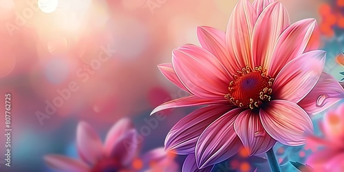 Pink Flower and blur area for text isolated. nature wallpaper themed photo