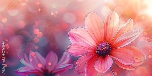 Pink Flower and blur area for text isolated. nature wallpaper themed © MdRazib