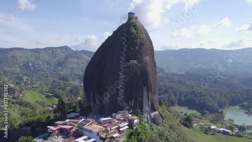Aerial View of El Penol Rock Above Guatape Lake in Landscape Scenery of Colombia photo