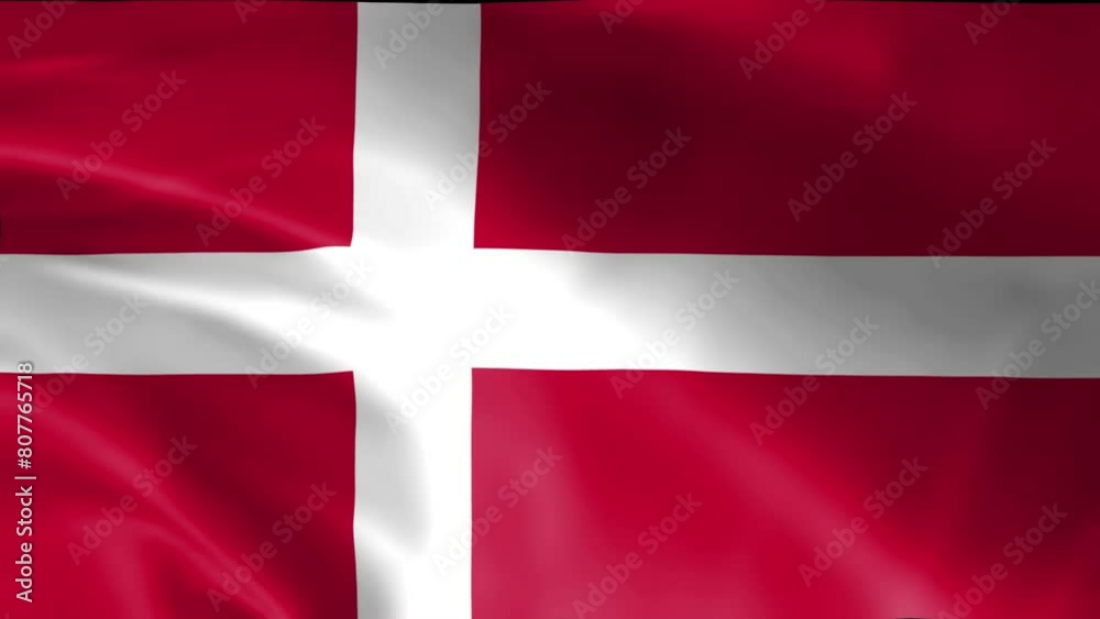 3D illustration of the national flag of Denmark waving, seamless animated background