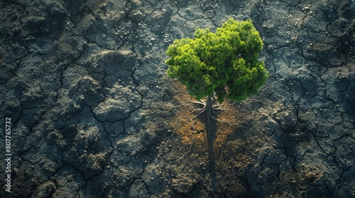 Tree suffering from drought and pollution, a visual representation of the challenges posed by environmental degradation.