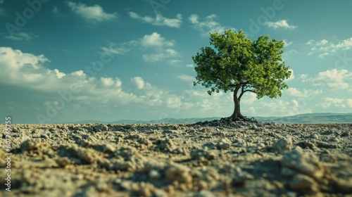 Tree suffering from drought and pollution  a visual representation of the challenges posed by environmental degradation.
