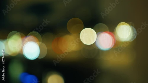 Moving lights from hotel in Amsterdam with out of focus bokeh.